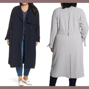 NEW Rachel Rachel Roy Luxe Crepe Trench Coat in Navy [PLUS SZ 2X‎ ]